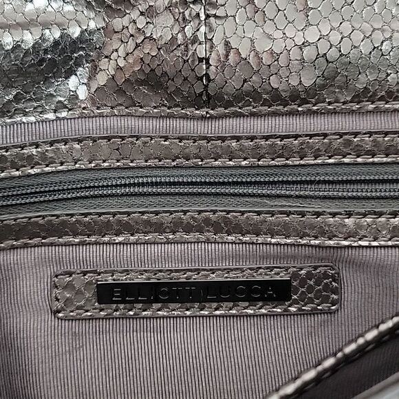Elliot Lucca faux snakeskin clutch silver metallic and cream - Picture 7 of 10